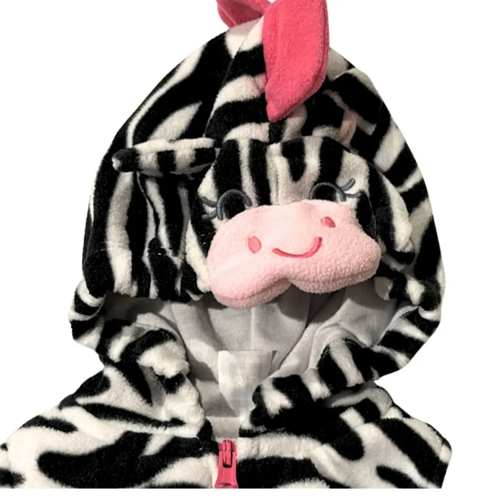 Infant Baby Zebra Costume Plush Hooded Halloween 3-6m
